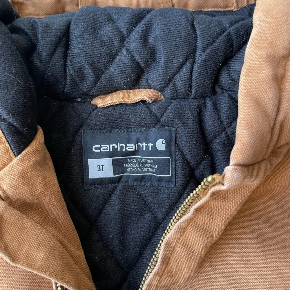 Carhartt Kids Tan Hooded Insulated Jacket Size 3T